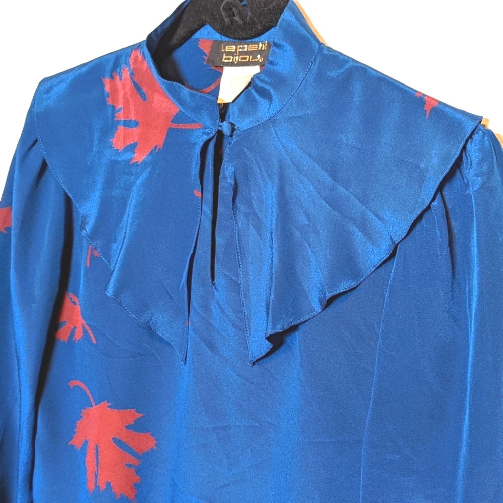 Vintage Genuine Silk Blouse and Skirt Set Autumn